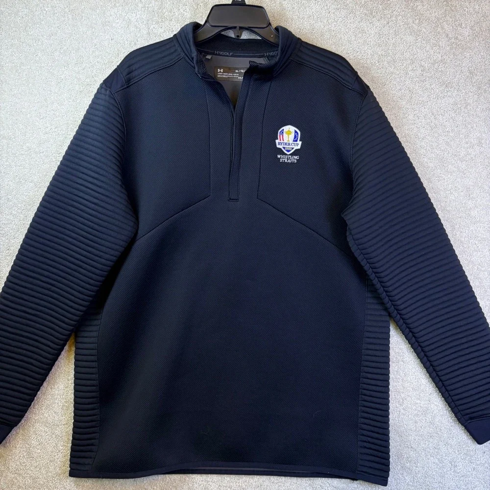 Under Armour Golf Pullover Men XL Black Ryder Cup Whistling Straits ColdGear